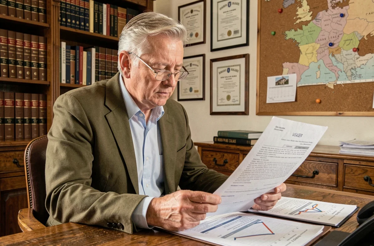 Expert viager du Cabinet Viagopale dans le Nord examinant un contrat viager et des documents démographiques