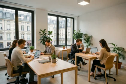 Vue d'ensemble d'un cabinet comptable moderne dans le Val-de-Marne avec des professionnels au travail