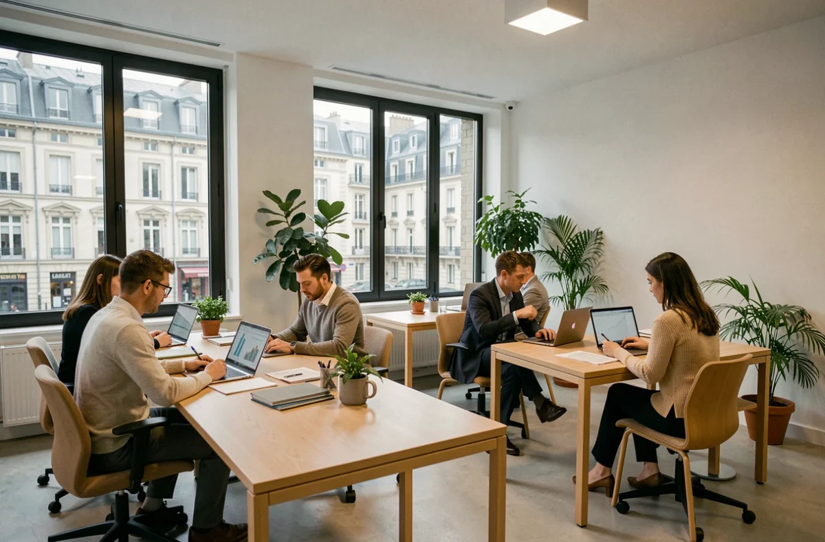 Vue d'ensemble d'un cabinet comptable moderne dans le Val-de-Marne avec des professionnels au travail