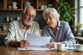 Couple retraité français dans la cuisine chaleureuse