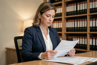 Femme professionnelle consultant des documents financiers liés à son dossier de crédit