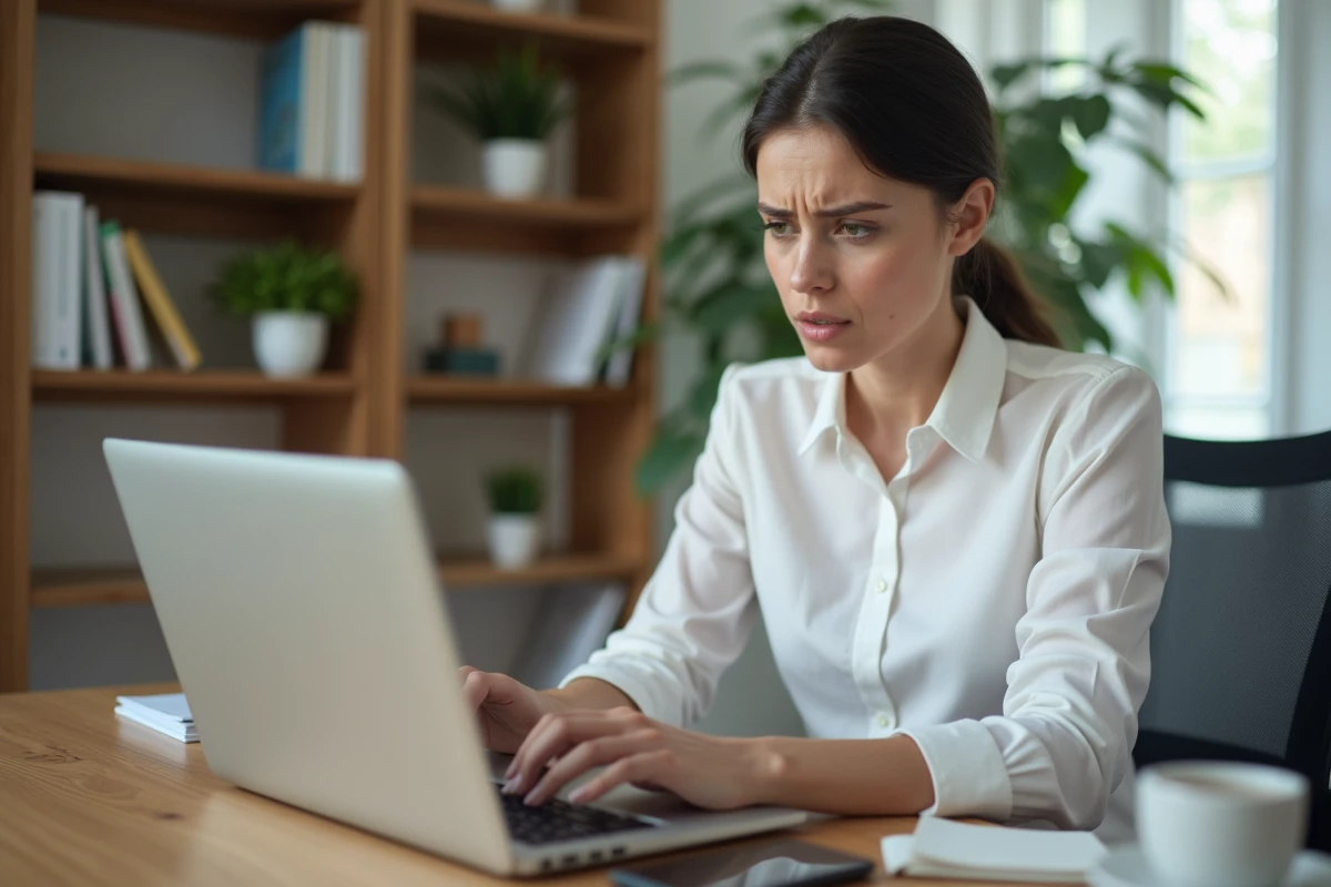 Jeune femme d'affaires utilisant son ordinateur pour la banque en ligne