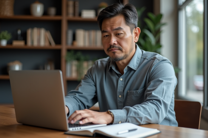 Homme d'âge moyen travaillant dans un bureau moderne