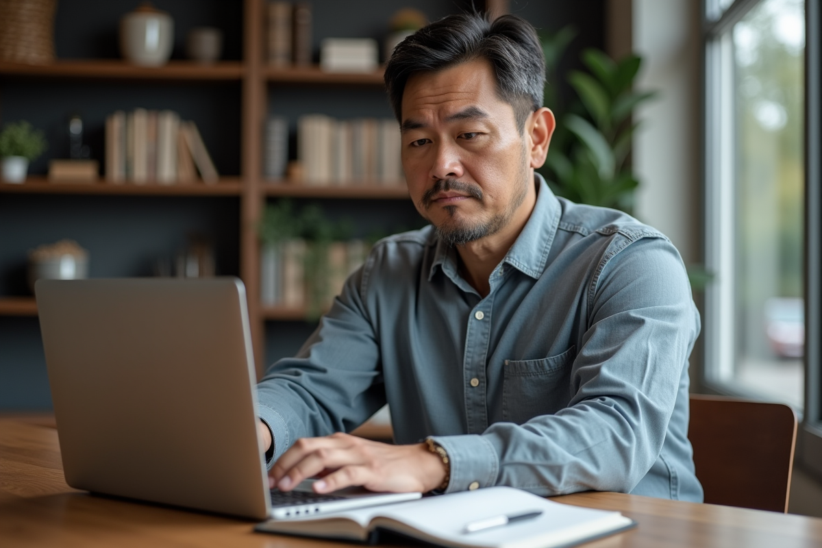 Homme d'âge moyen travaillant dans un bureau moderne