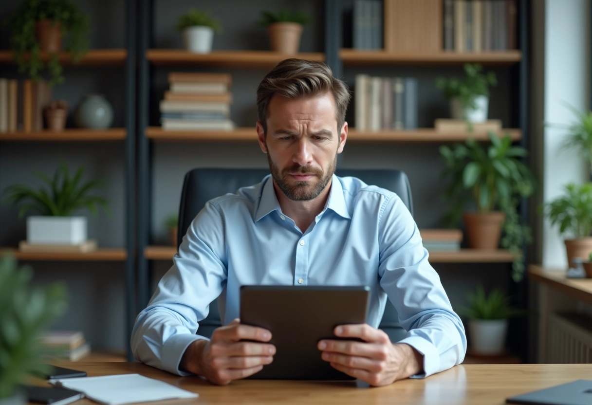 Homme d'âge moyen travaillant dans un bureau moderne