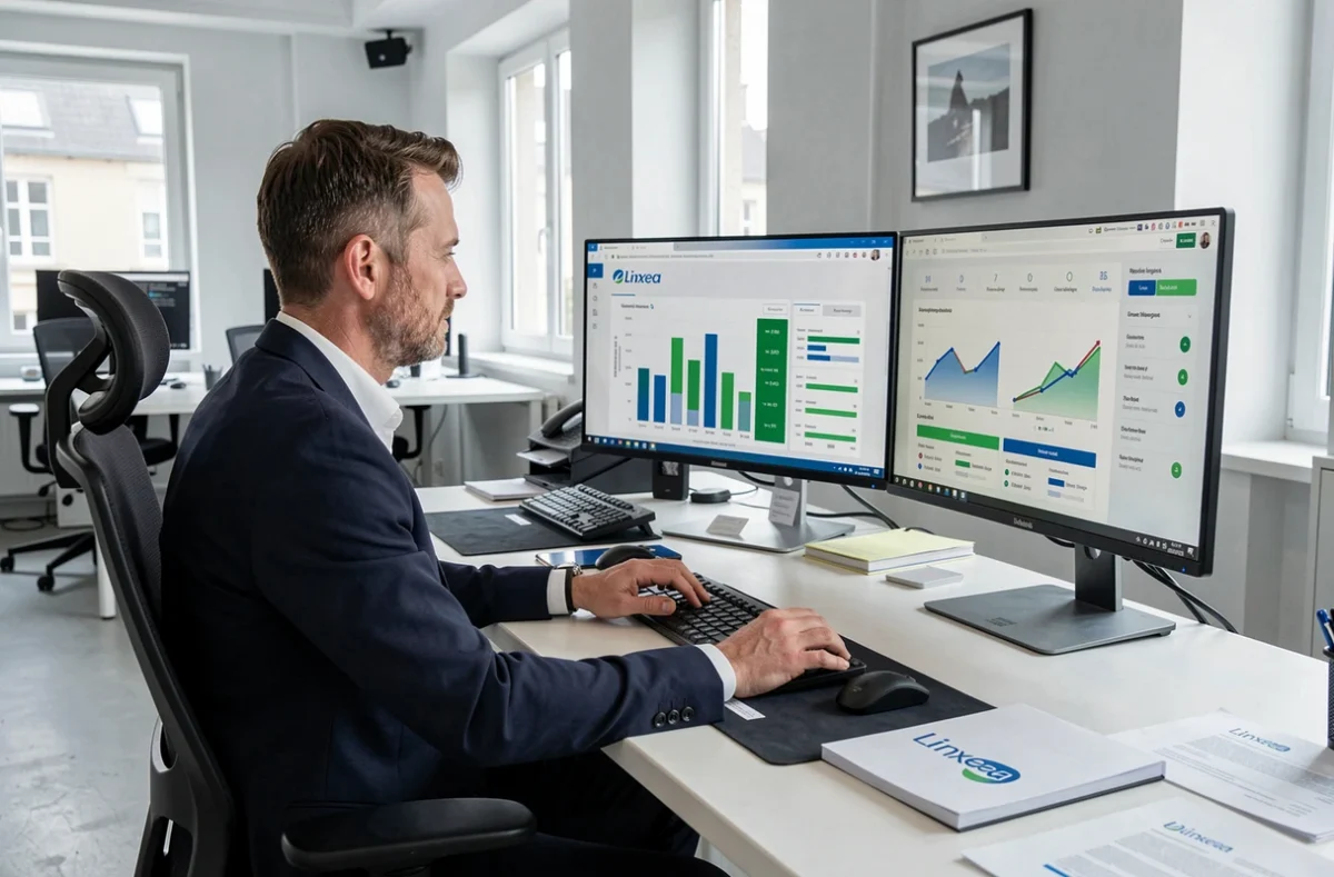 Conseiller Linxea Hauts-de-France travaillant sur des comparatifs d'assurance-vie et d'investissement en ligne